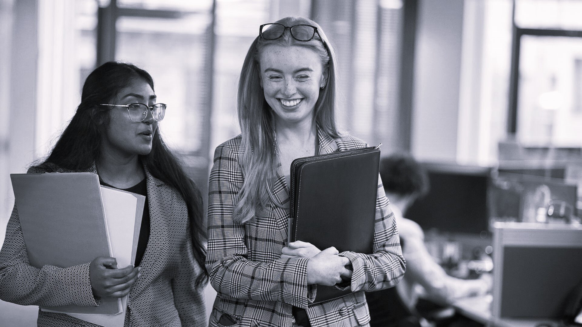 Women smiling at work